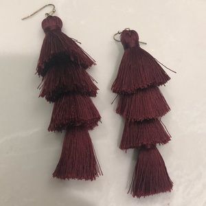 Baublebar burgundy fringe statement earrings